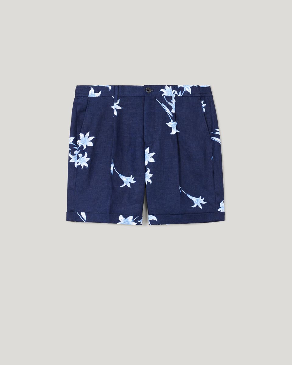 Printed Floral Linen Tailored Shorts